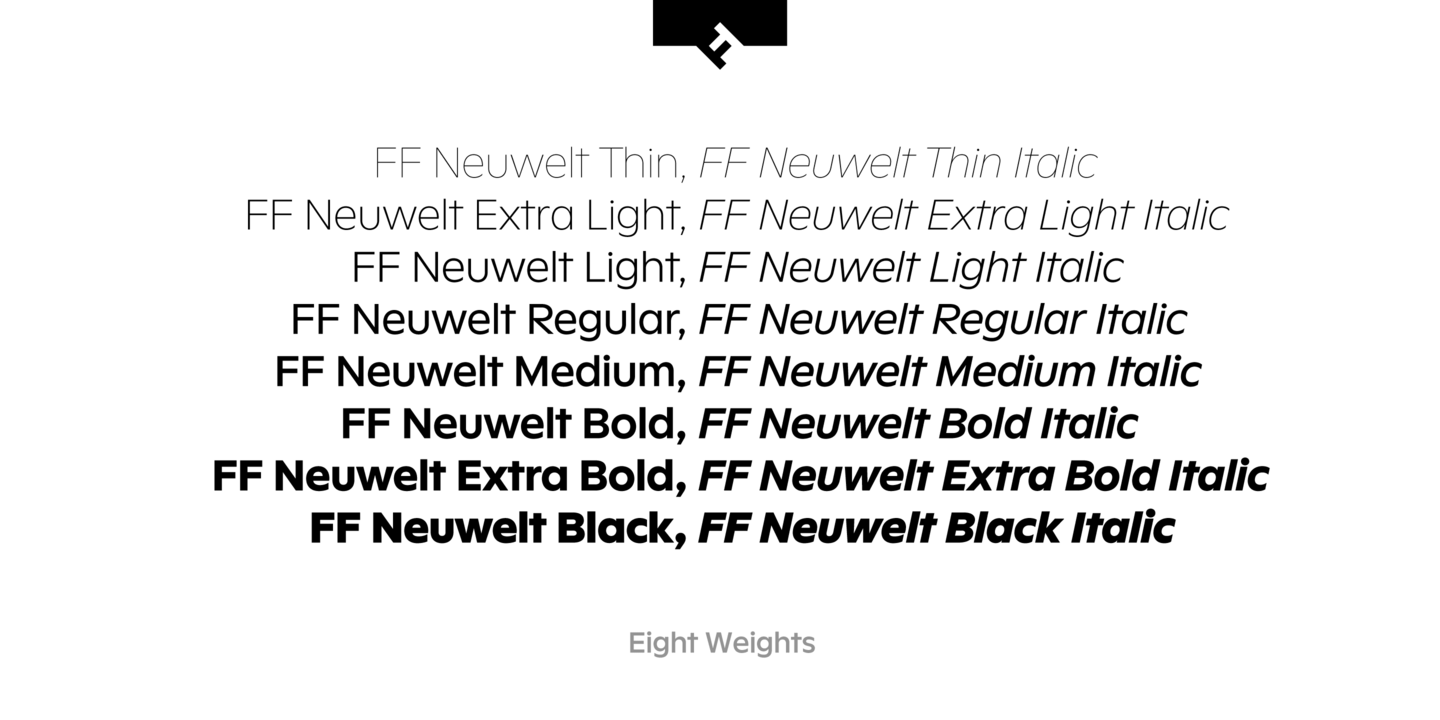 Ejemplo de fuente FF Neuwelt Text Italic
